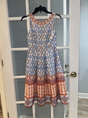 Champagne And Strawberry Midi Dress Size Small boho lined colorful zip pockets - Image 1 of 4