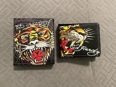 Ed Hardy Men's Black Bifold Wallet  Leather with Leather Box Cover - Image 1 of 4
