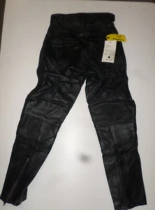 VINTAGE SYLMAN Distressed Leather Motorcycle Trousers Size 28 #SYLMANT5 - Picture 1 of 3