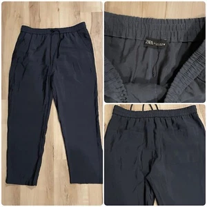 Zara Pull On Relaxed Crop Hose Damen Gr. Large blau Modalmischung leicht  - Bild 1 von 9