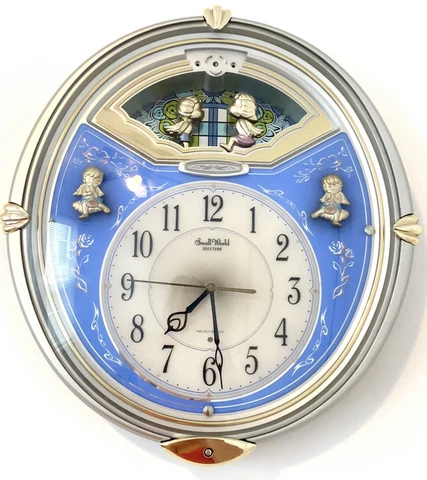 Rhythm Clocks Small World Animated Musical Wall Clock Angel Kiss 4MH775WR18 Cover