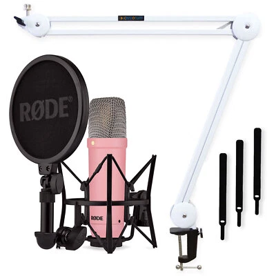 Rode NT1 Signature Pink Studio-Mikrofon mit Gelenkarm-Stativ Weiss - Bild 1 von 4