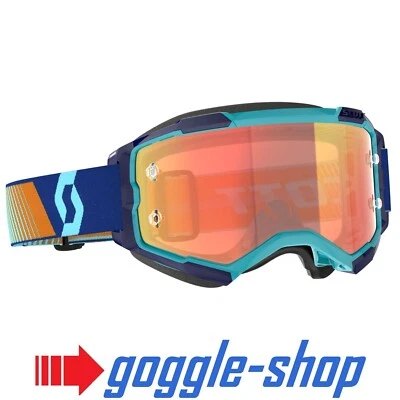 Gafas De Motocross Scott Fury Royal Blue / Orange - Lente De Espejo Naranja - Imagen 1 de 3