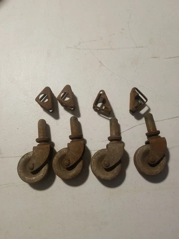 Vintage Furniture Casters 2" Metal Wheels Architectural Salvage Cover