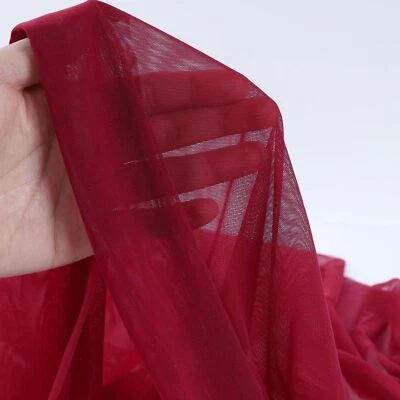 Stretch Net Fabric Plain Wine Red 44/45" Width, for dresses , Craft, 1 YARD - Image 1 of 4