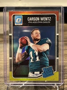 Carson Wentz 2016 Optic Red & Yellow Rated Rookie Eagles Commanders QB RC - Picture 1 of 2