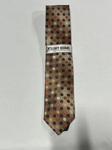 Mens Stacy Adams Brown Polka Dot Tie Hand Made NEW - Picture 1 of 3