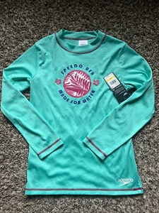 Speedo Junior Medium Long Sleeve Swim Tee Rashguard UV 50+ Sun Protection 10-12 - Picture 1 of 2