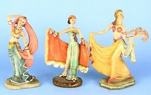 FIGURAS MODELO MODA DAMAS BAILE ESTILO ART DECO AÑOS 20 PINTADAS A MANO RESINA - Imagen 1 de 10