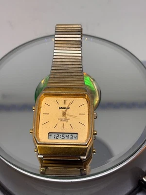 Винтажный PHASAR Японии кварца хронограф цифровой мужские часы не работает читать - Изображение 1 из 4