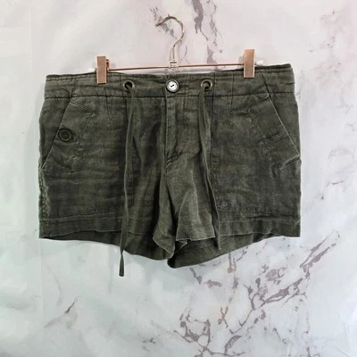 Anthropologie Shorts Womens 28 Green Linen Mid Rise Army Utility Sanctuary  - Image 1 of 4