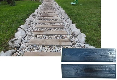 Concrete Moulds Board Old Wooden Garden Stepping Stone Path Patio SET 2 pcs #S05 - Image 1 of 4