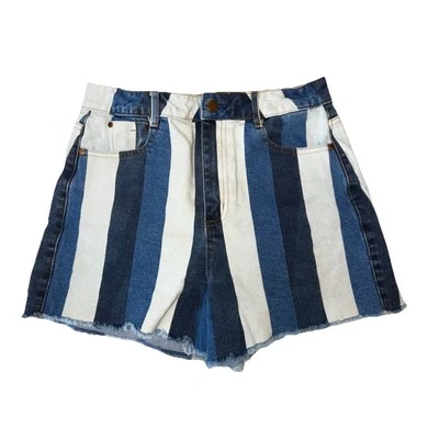 Pantalones cortos vaqueros Altar'd State azules a rayas para mujer 27 X 3” blanco marino Foto 1 de 4