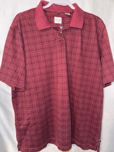 Polo Geoffrey Beene XL Rojo a Cuadros Manga Corta Mezcla de Algodón Golf - Imagen 1 de 4