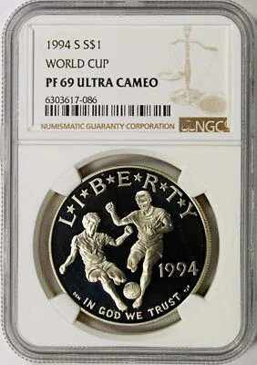 1994-S World Cup Silver Dollar $1 NGC PF69 Ultra Cameo - Image 1 of 2