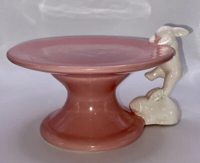 Soporte de postre para magdalenas conejitos escalada porcelana, color: ROSA Y BLANCO Foto 1 de 4