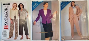 Lot of 3 see&sew Sewing Patterns Women 1986 2003 Pants Jacket Skirt Uncut - Picture 1 of 7