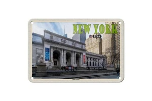 Blechschild 18 x 12 cm Reise Schild: New York USA Public Library Bibliothek - Bild 1 von 2