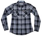 Dixxon 1911 Soft Flannel Shirt Wmn S Blk Gray Plaid Pearl Button Down LS Ltd Edn