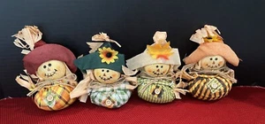New Set of 4 Multicolored Plaid Scarecrows. Table Toppers Fall Décor - Picture 1 of 8