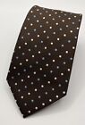 Japanese Men’s Neck Tie Brown Ribbed With Blue And White Polka Dots
