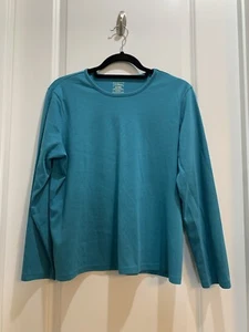LL Bean Long Sleeve Tee Round Neck Cotton Casual Blue XL Armpit To Armpit 24” - Picture 1 of 5