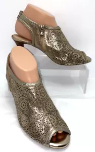 Nurture Women's Sunburst Cut Out Detail Sandal Heels Size 8M Metallic Gold B*O - Picture 1 of 11