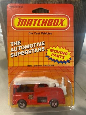 Vintage Matchbox 1987 The Automotive Superstar MB63 Snorkel Fuoco Motore - Immagine 1 di 2