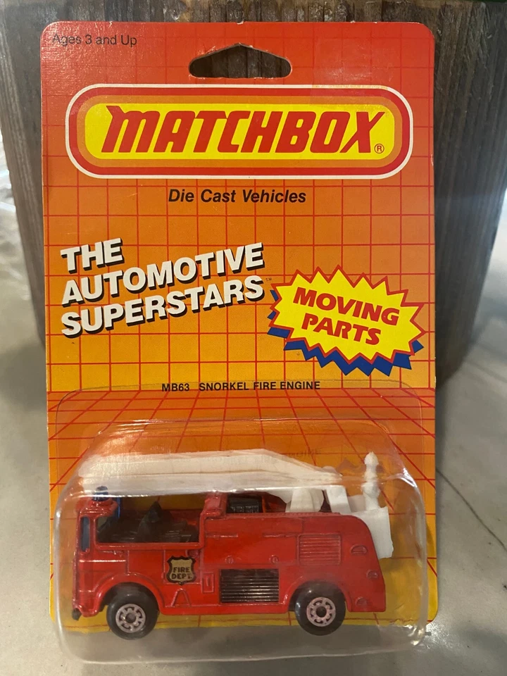 Vintage Matchbox 1987 The Automotive Superstar MB63 Snorkel Fuoco Motore - Immagine 1 di 2