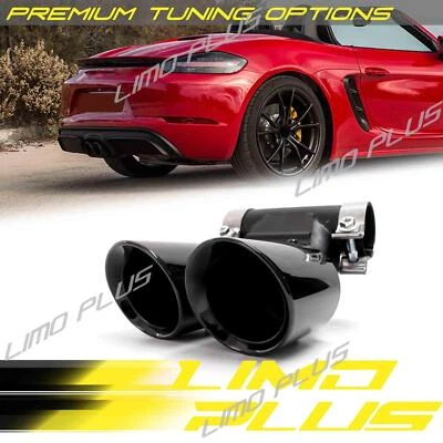 Muffler Tailpipe Exhaust Tips Black for Porsche 718 Boxster Cayman 982 2017+ - Image 1 of 4