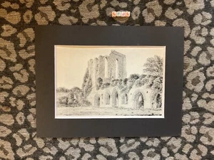 Vintage Art Print , Mounted , Staffordshire Interest , Croxden Abbey - Picture 1 of 3