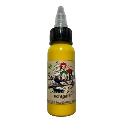 REACH-konforme Sailor Jerry Tattoofarbe echt gelb 30ml Tätowierfarbe Made in DE!