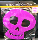 2 Pack Purple Skull Cat Glitter Cut-Out