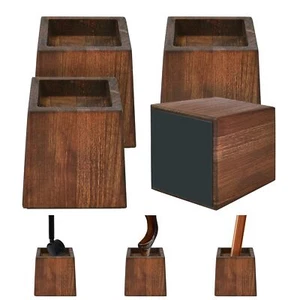 Wood Bed Risers Heavy Duty Support Loading 2200lbs 4 Pack Furniture Riser Leg... - Picture 1 of 7