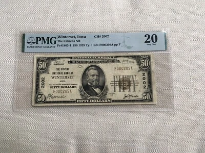 1929 $50 National - Winterset, Iowa - Charter 2002 - Graded PMG 20 VF - Image 1 of 2