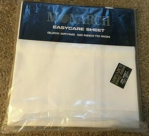 NOS Vintage 1970's Monarch Easycare White Bed Sheet 70" x 100" Great Britain - Picture 1 of 3