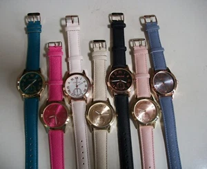 Women's Pink, Black, Blush, Turquoise, Denim Look Leather Band Fashion Watch - Picture 1 of 78