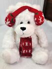Mary Meyer Teddy Bear White Plush Stuffed Animal Scarf Ear Muff Christmas Winter