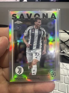 2024-25 Topps Cromo UEFA Nicolo Savona Plata Refractor RC #46 SP Juventus - Imagen 1 de 2