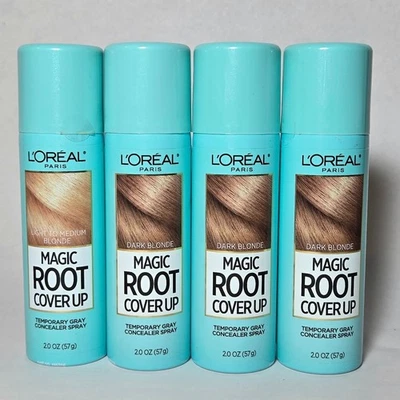 LOTE de spray L'Oreal Paris Magic Root Cover Up rubio oscuro (3) y rubio claro (1) Foto 1 de 4