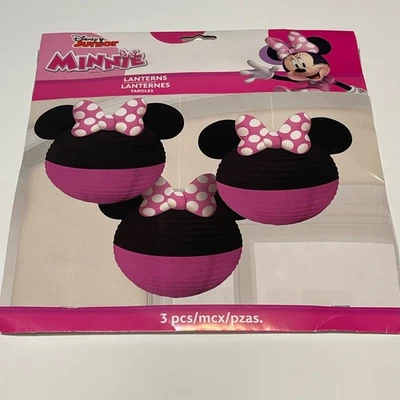 Paquete de 3 linternas colgantes Disney Junior Minnie Mouse decoración de fiesta arco rosa de 9,5" Foto 1 de 2