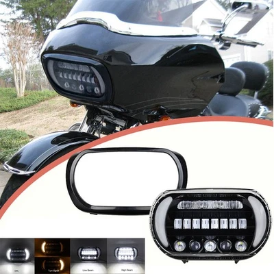 LED Scheinwerfer mit Abdeckung Blinkerprojektion Für Harley Road Glide 2004-2013 - Bild 1 von 4