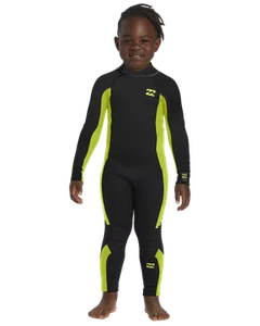 Billabong Kids 3/2mm Toddler Foil Long Sleeve Wetsuit - Fluro Lime - 4 Yrs - Picture 1 of 6