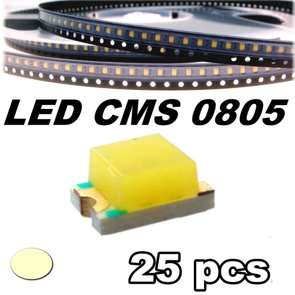 155/10# LED blanc chaud CMS 0805 10 pcs -- SMD warm white