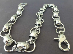 NUOVO 21" Cromo Teschio Scheletro Biker Camionista Jeans Portafoglio Spessore Catena Pesante  - Foto 1 di 5