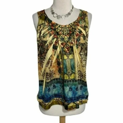 One World Mujer S Sin Mangas Boho Multicolor Top Retro Y2K Hippie Colorido Foto 1 de 4