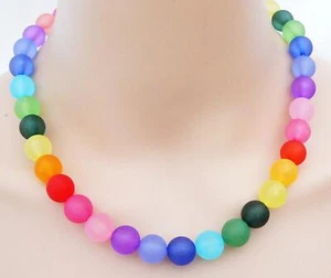 Halskette Polariseffekt  rot grün blau gelb Regenbogen mehrfarbig bunt 029a - Bild 1 von 10