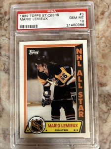 1989 TOPPS STICKERS #3 MARIO LEMIEUX PENGUINS HOF PSA 10