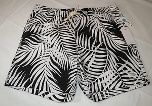 Modern Amusement board shorts swim surf trunks L large CROW Men's Black Wht NWT - Picture 1 of 4