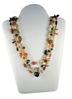 Mix Beads Stone Fashion Necklace 24" 3 String Multi Color Faceted Gemstone &